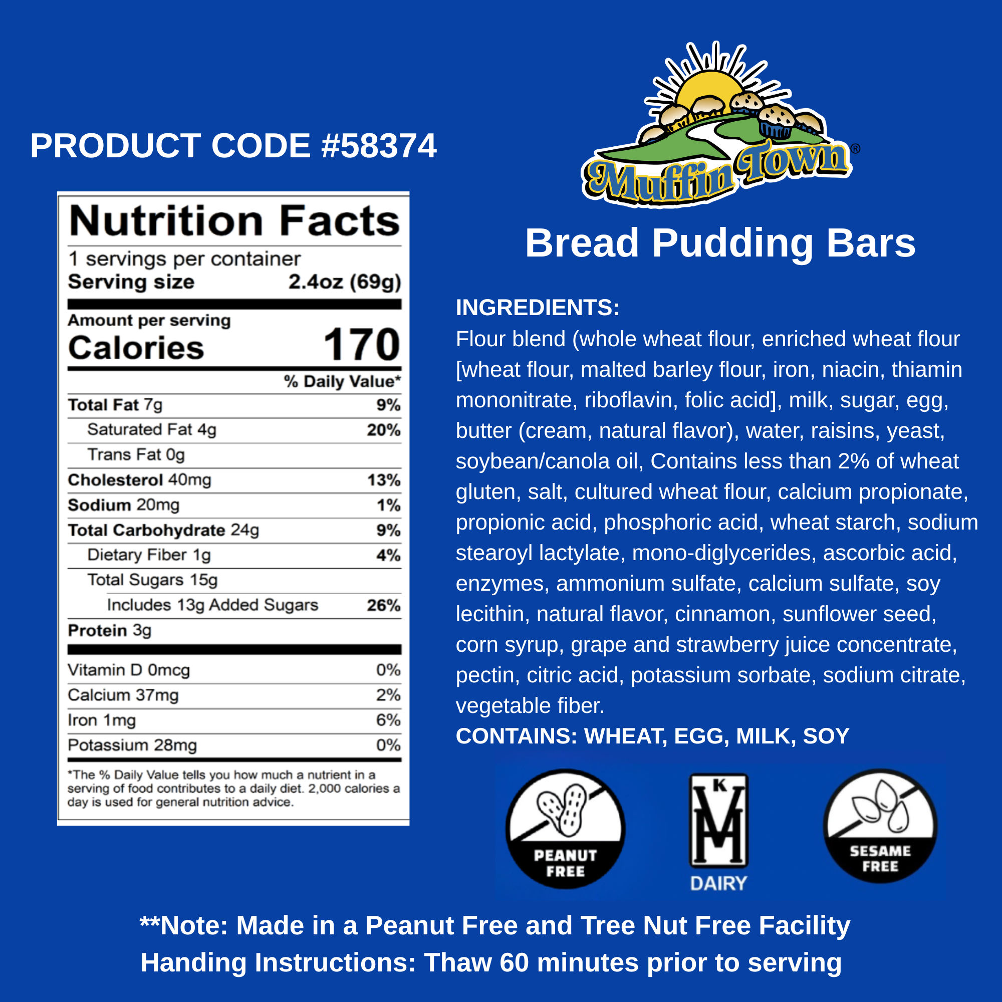 Homestyle Bread Pudding Bars - 12 Pack