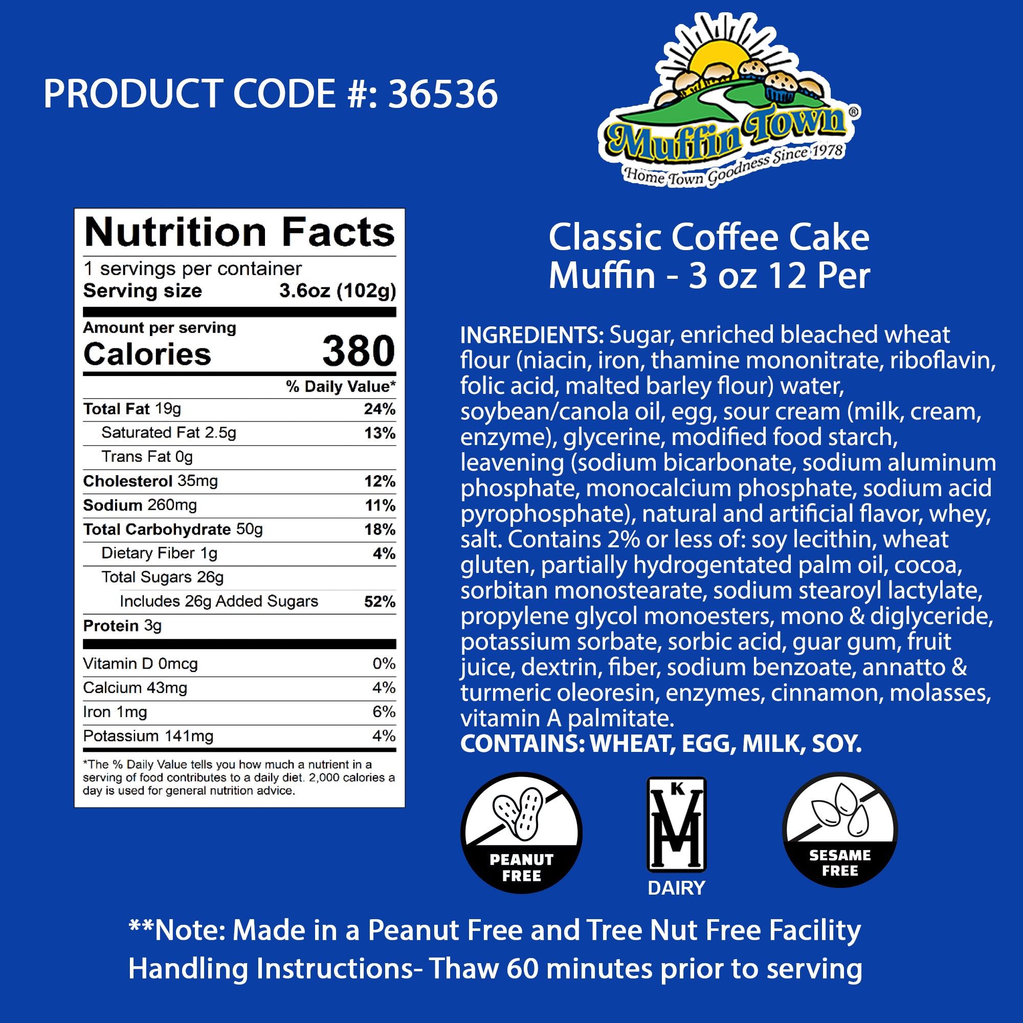 Classic Coffee Cake Muffins - 3.6 oz 12 Per Case Madelines Pantry