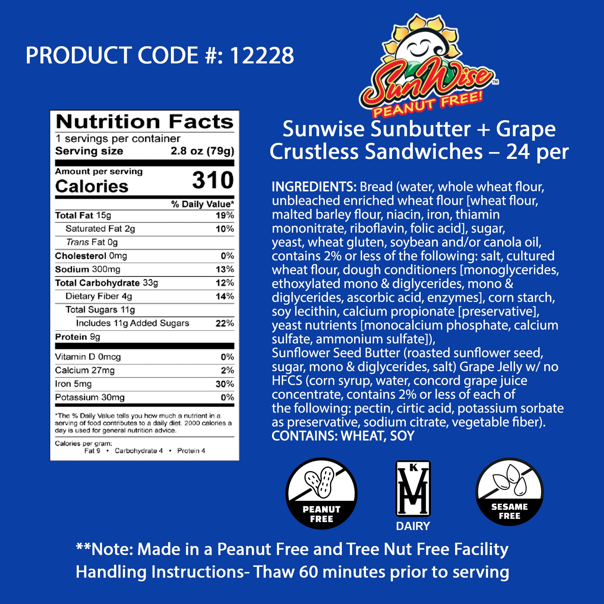 SunWise Sunbutter + Grape Jelly Crustless Sandwiches (Nut Free) Madelines Pantry