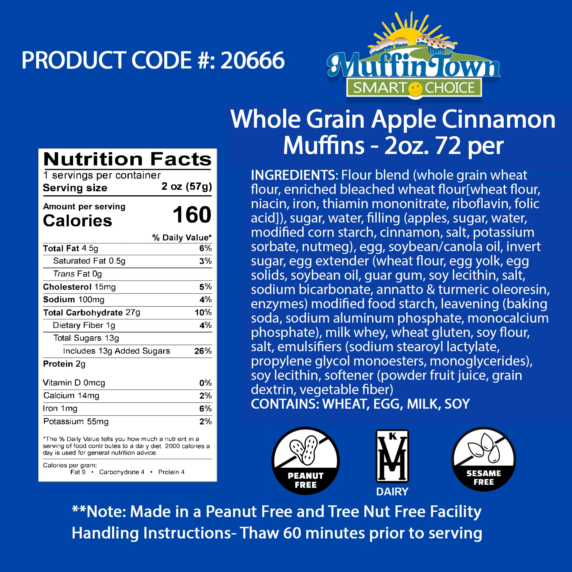 Smart Choice Whole Grain Apple Cinnamon Muffins - 72 Count Madelines Pantry