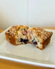 photo of blueberry muffin loaf on plate 