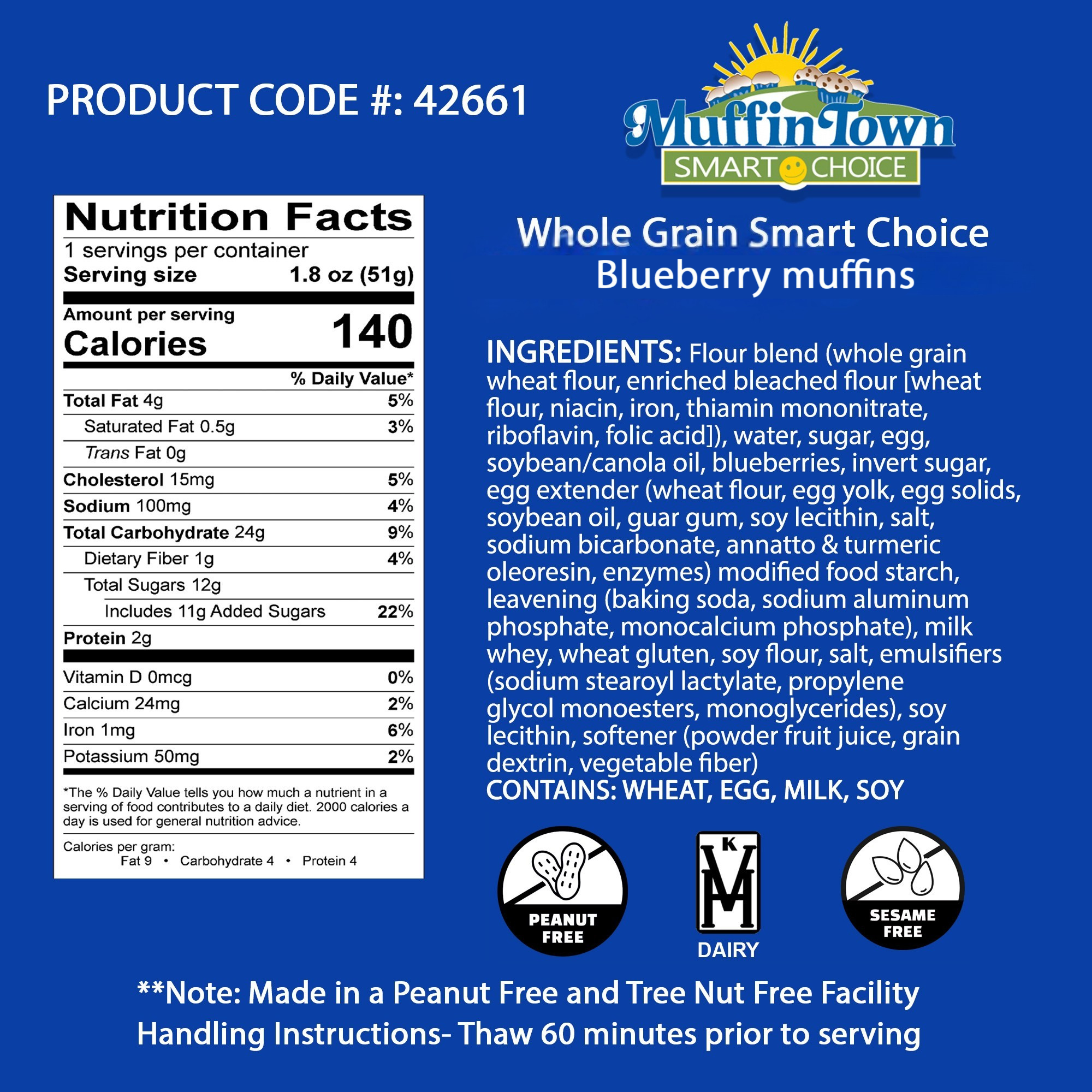 Smart Choice Wholegrain Blueberry Muffins - 1.8oz 20 Pack Madelines Pantry